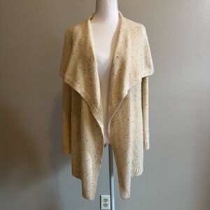 SWTR Cashmere/Merino Wool Blend Speckled Donegal Waterfall Cardigan Open Front